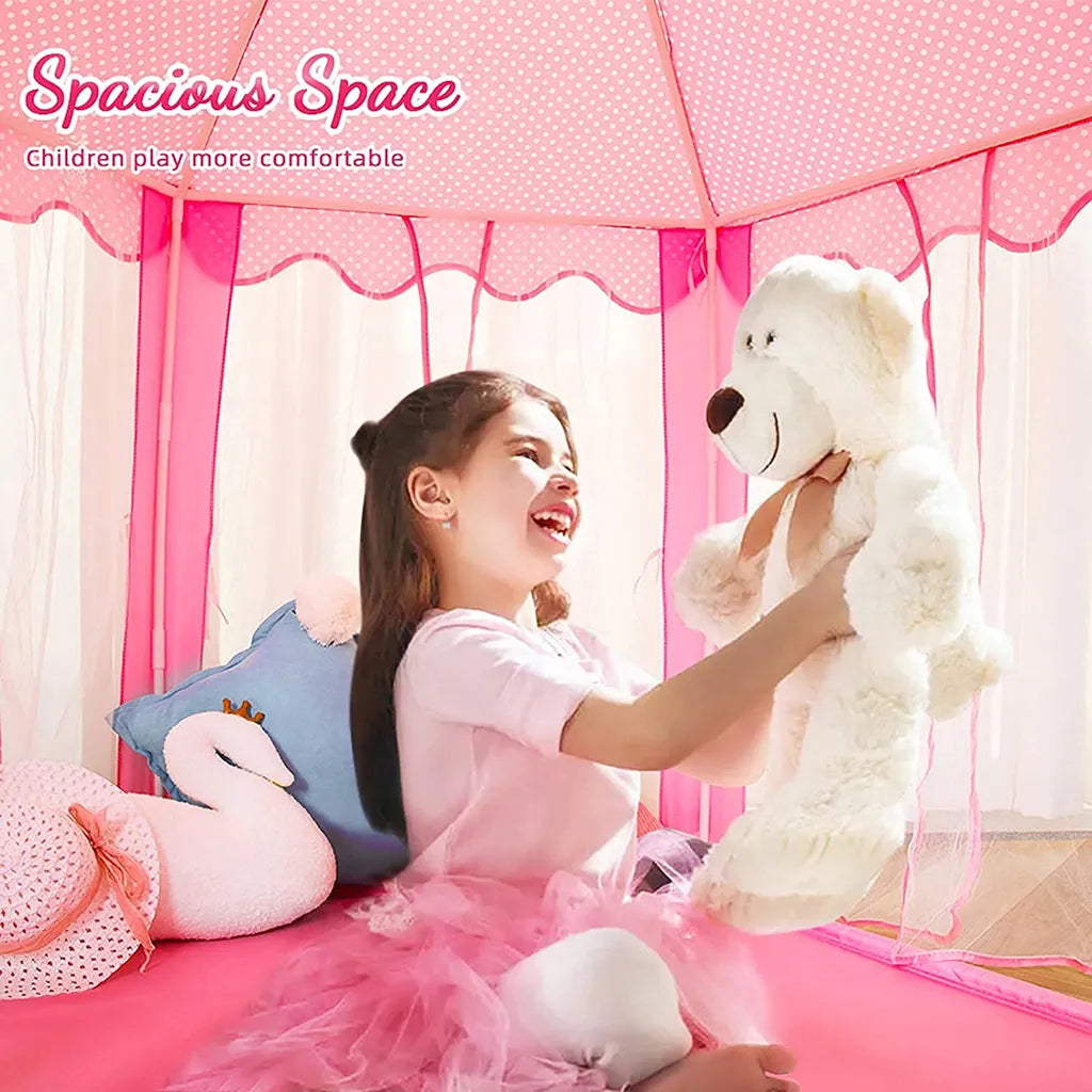  Topchances Spielzelt Für Kinder, Kinderspielzelt Mädchen Kinder Zelt, Princess Castle Spielzelt Für Kinder, Prinzessin Zelt Innen & Draussen - Weihnachten, Geschenk Für Kinder，Rosa