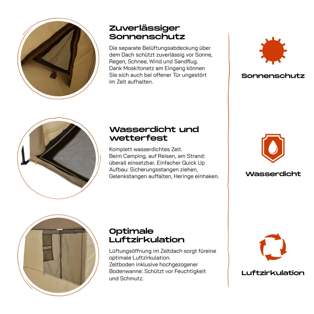  Where Tomorrow Pop Up Duschzelt 155x155x220 Cm Robust Braun