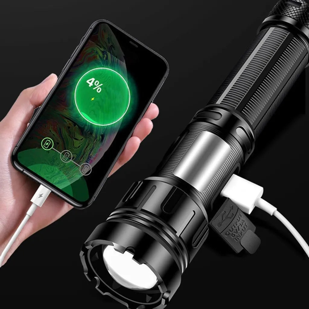  Taschenlampe LED 500 Meter Leuchtweite Militär Taktische USB Wiederaufladbar Wasserdichte Camping Taschenlampe, Notlicht