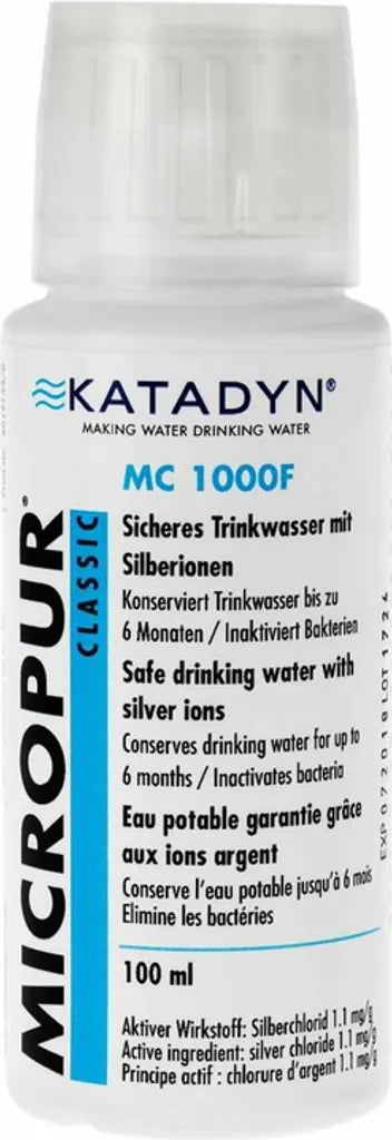  KATADYN Micropur Classic MC 1.000F - Trinkwasser Konservierung Silberionen - 100ml Flüssig - 1ml/10L