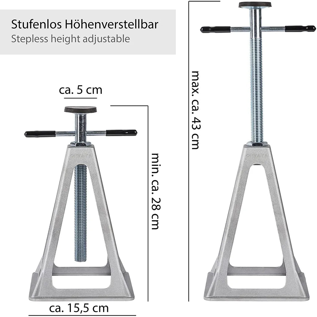  ONVAYA® Stützböcke Für Wohnwagen | Set Aus 2 Stück Wohnwagenstützen | Unterstellböcke Höhenverstellbar | Abstellböcke Wohnmobil | Aluminium | 900 Kg Pro Stütze