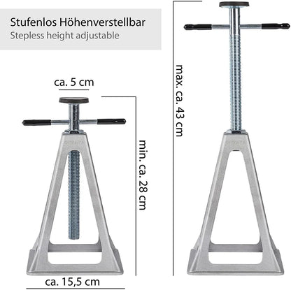  ONVAYA® Stützböcke Für Wohnwagen | Set Aus 2 Stück Wohnwagenstützen | Unterstellböcke Höhenverstellbar | Abstellböcke Wohnmobil | Aluminium | 900 Kg Pro Stütze