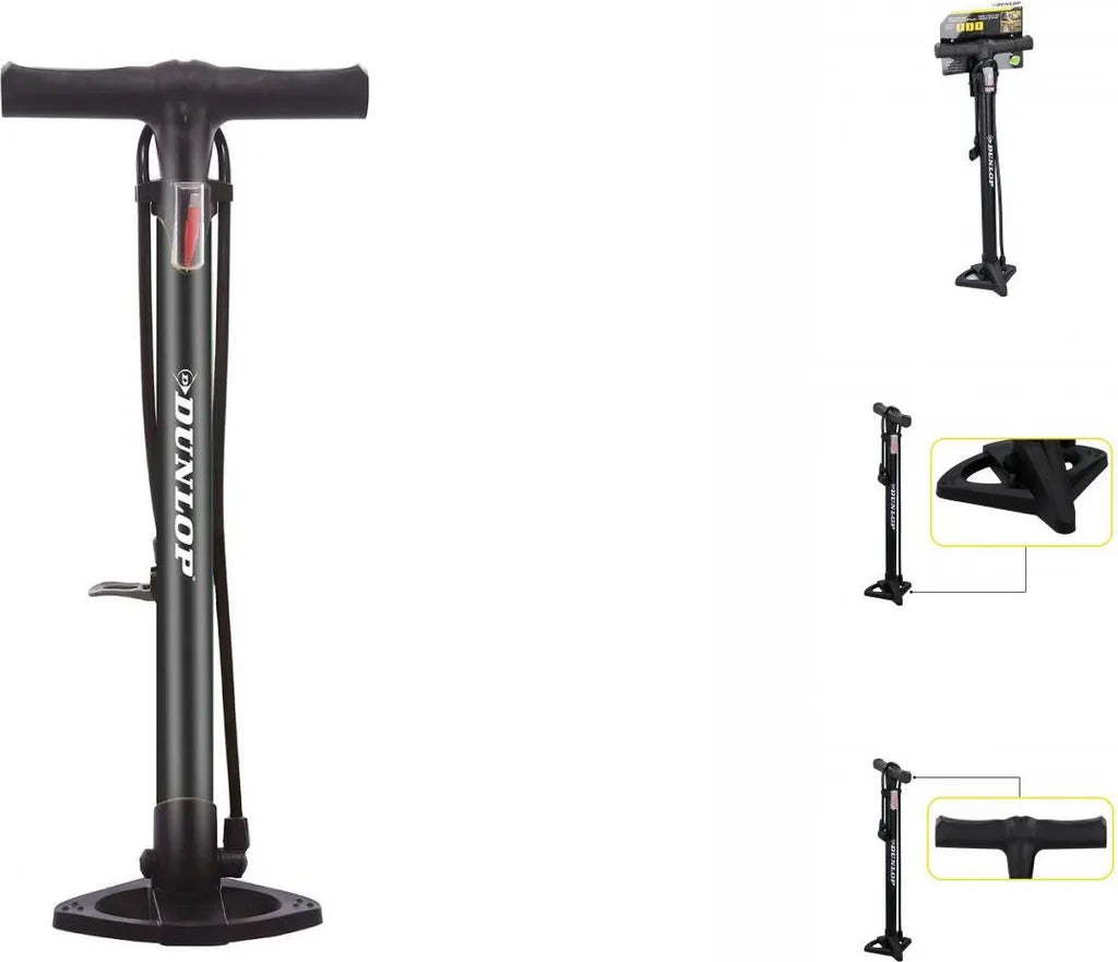  Dunlop Fahrradluftpumpe Für Alle Ventile, Tragbare Luftpumpe, Fahrradpumpe, Standpumpe, Schwarz