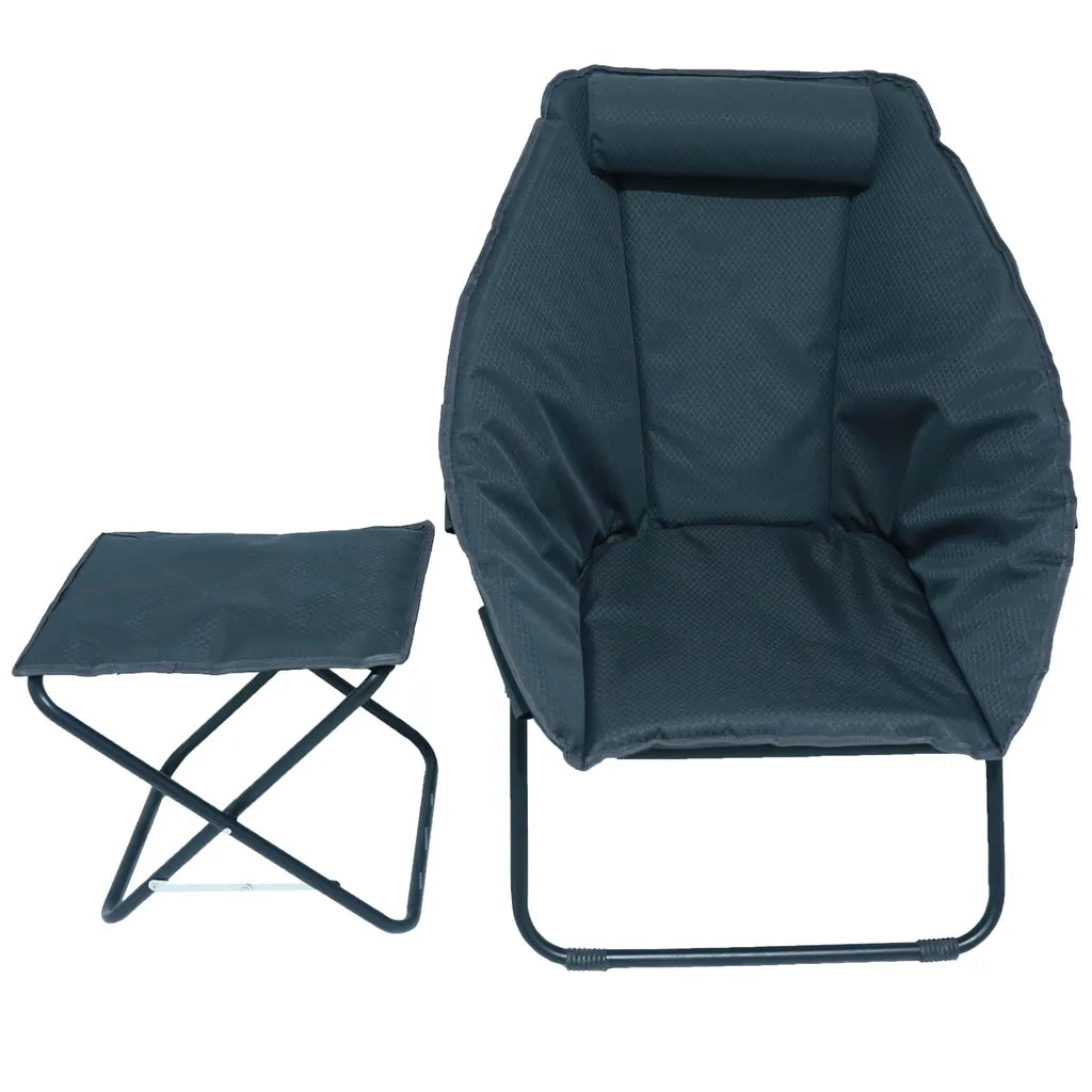  Campingstuhl Faltbar Mit Hocker Gepolstert Kopfkissen Rip Stop Polyester