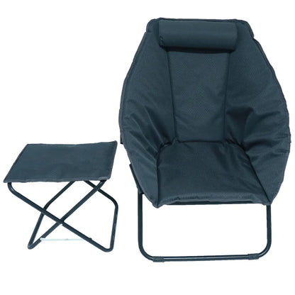  Campingstuhl Faltbar Mit Hocker Gepolstert Kopfkissen Rip Stop Polyester