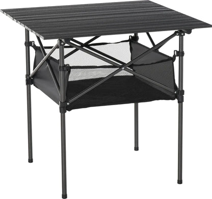  Outsunny Campingtisch Aus Aluminium Faltbar Klapptisch Falttisch Mit Netztasche Tragbarer Picknicktisch Für Camping Garten Party Picknick Balkon Schwarz 70 X 70 X 69 Cm