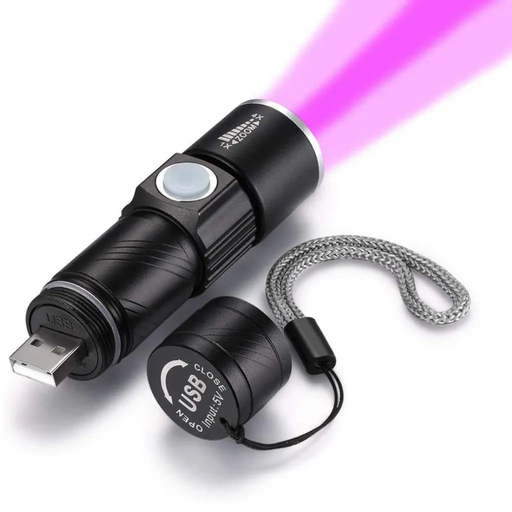  UV Taschenlampe Ultraviolette Lampenjagd 395nm Torch 4 Modi Blacklight Taschenlampen