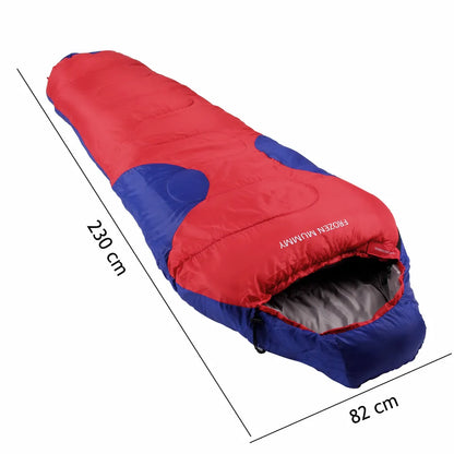  Monzana Schlafsack FROZEN MUMMY Mumienschlafsack 230x82cm Von -21°C Bis 2°C Deckenschlafsack Campingschlafsack Farbwahl, Farbe:dunkelblau-dunkelrot
