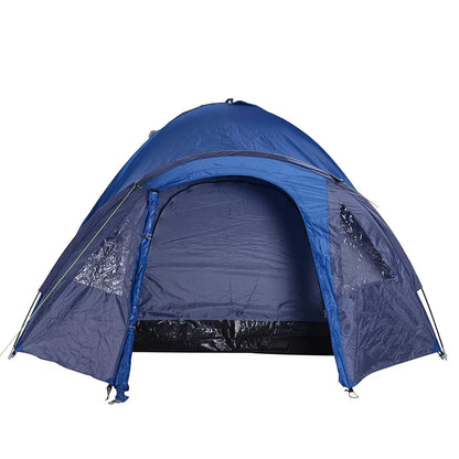  Outsunny Doppelwandzelt Kuppelzelt Outdoor Iglu Familienzelt Für 4 Personen 4 Jahreszeiten Wasserdicht Mit Tragetasche Moskitonetz Tür Polyester + Glasfaser Blau 250 X 300 X 130 Cm