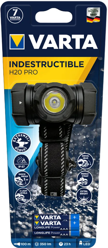  VARTA Kopflampe "Indestructible H20 Pro" Inkl. 3 Micro AAA