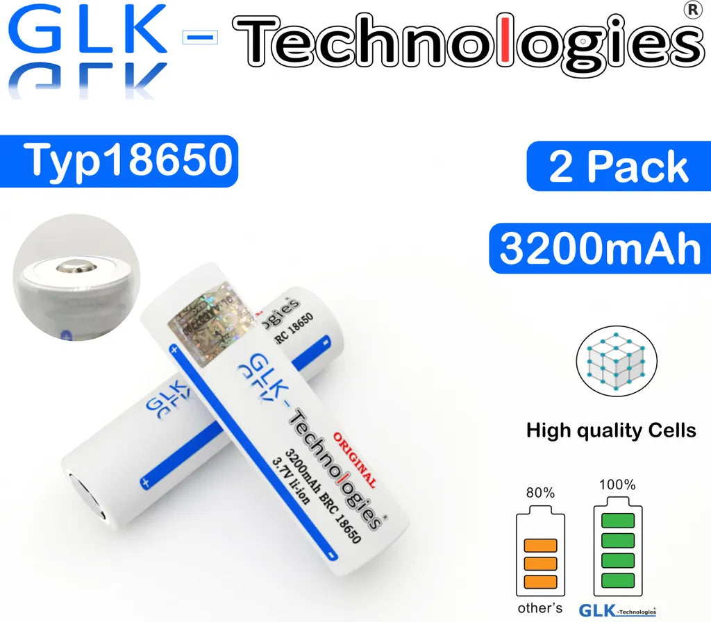  Glk-Technologies Li-Ion Akku 18650 VTC6 Akku 3.7V 3200mAh Taschenlampe Button Akku