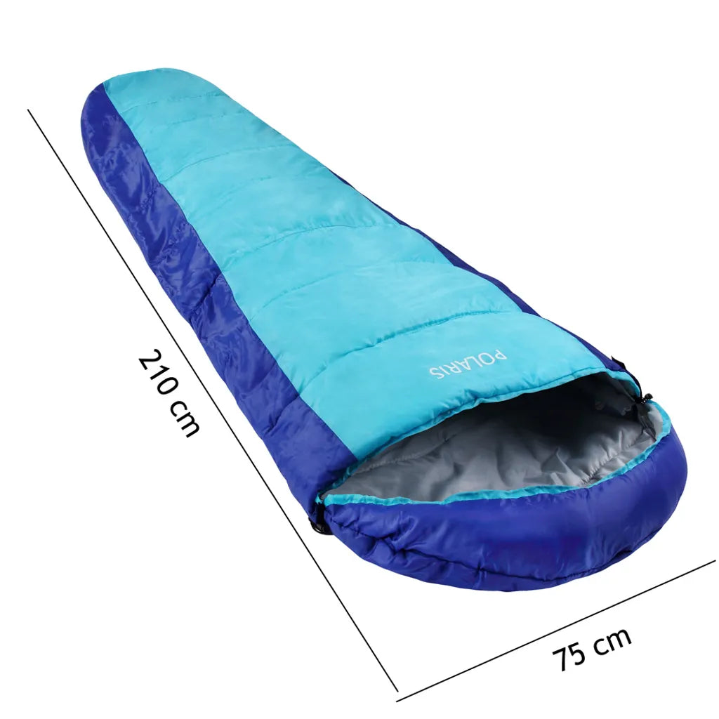  Monzana Schlafsack ARCTIC Mumienschlafsack 210x75cm Von -7°C Bis 10°C Deckenschlafsack Campingschlafsack Wandern Farbwahl, Farbe:dunkelblau-hellblau