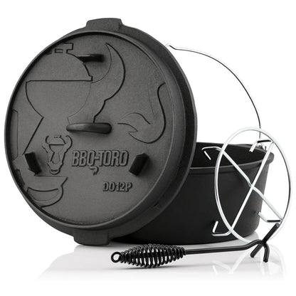  BBQ-Toro Dutch Oven DO12PX, 13,6 L Premium Gusseisen Kochtopf Gusstopf