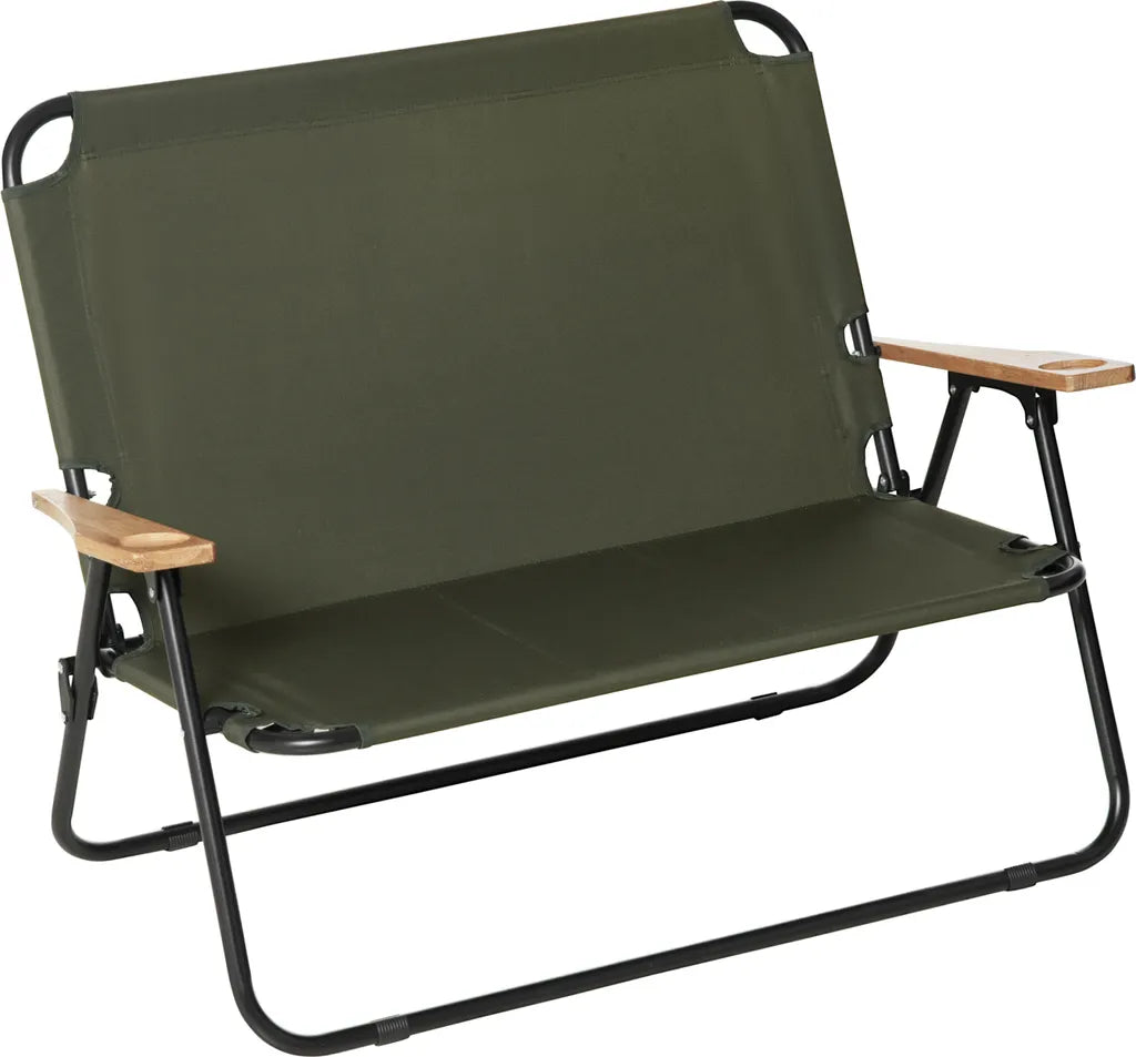  Outsunny Campingstuhl 2-Sitzer Klappbar Tragbar Gartenstuhl Regiestuhl Klappstuhl Mit Getränkehalter Für Outdoor Picknick Wandern Max. Belastung 160 Kg Grün 141 X 67 X 80 Cm