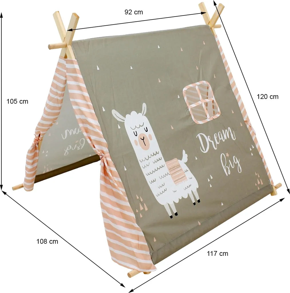  Kinderzelt WASCHBÄR/LAMA, 101x106x106 Cm - Home Styling Collection