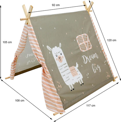  Kinderzelt WASCHBÄR/LAMA, 101x106x106 Cm - Home Styling Collection