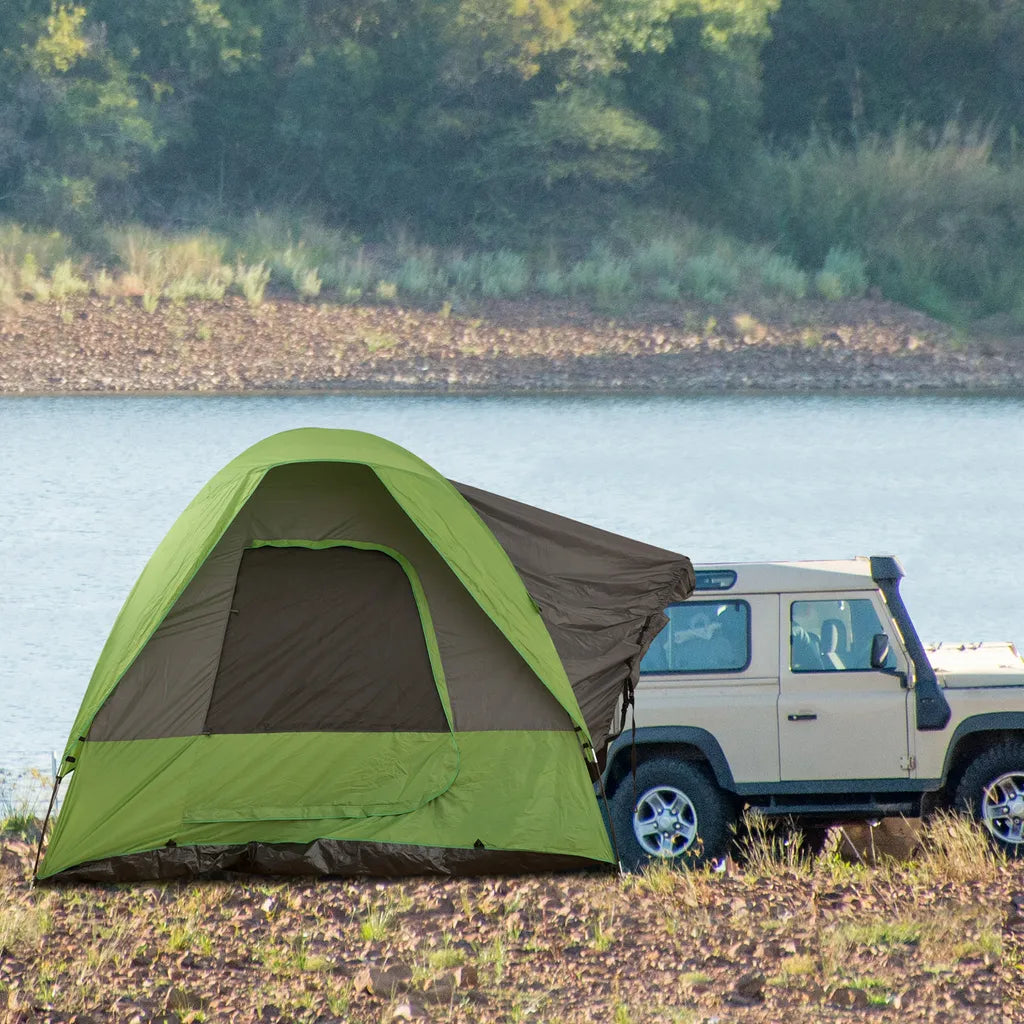  Outsunny Autozelt, Campingzelt, Reisezelt, Für 4-5 Personen, Glasfaser Polyester, Grün, 300 X 300 X 230 Cm