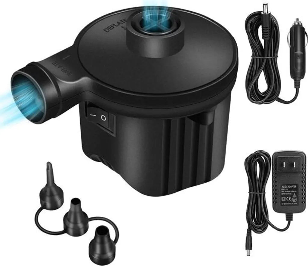 Elektrische Luftpumpe Luftmatratze 3 Luftdüse Tragbar Elektropumpe 2 In1 Inflate Deflate Kompressor Matratze Sofa Pool Schwimmring Camping 230V Retoo