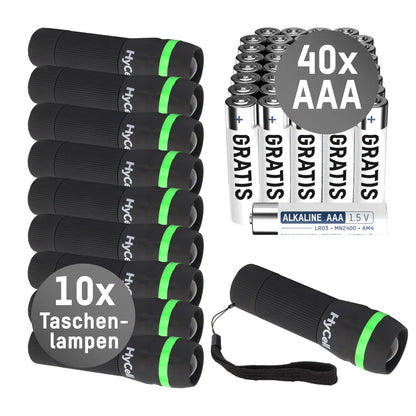 Ansmann Hycell Mini LED Taschenlampe Zoombar Und Fokussierbar Inkl. AAA Batterien + 40 AAA Batterien Gratis