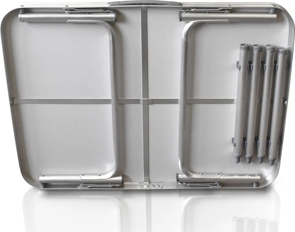  Camp Active Campingtisch - Klappar - Leicht - Höhenverstellbar Von 25 Bis 59CM - Tischplatte 75 X 55 CM - Aluminium/MDF - Weiß