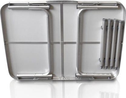  Camp Active Campingtisch - Klappar - Leicht - Höhenverstellbar Von 25 Bis 59CM - Tischplatte 75 X 55 CM - Aluminium/MDF - Weiß