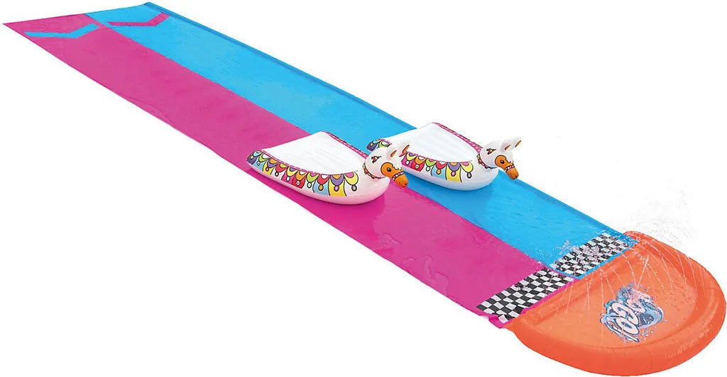  Bestway Sport H2OGO!™ 2er-Wasserrutsche Mit Aufblasbaren Lama-Schwimmtieren 488 Cm Wasserspielzeug Wasserspaß 0