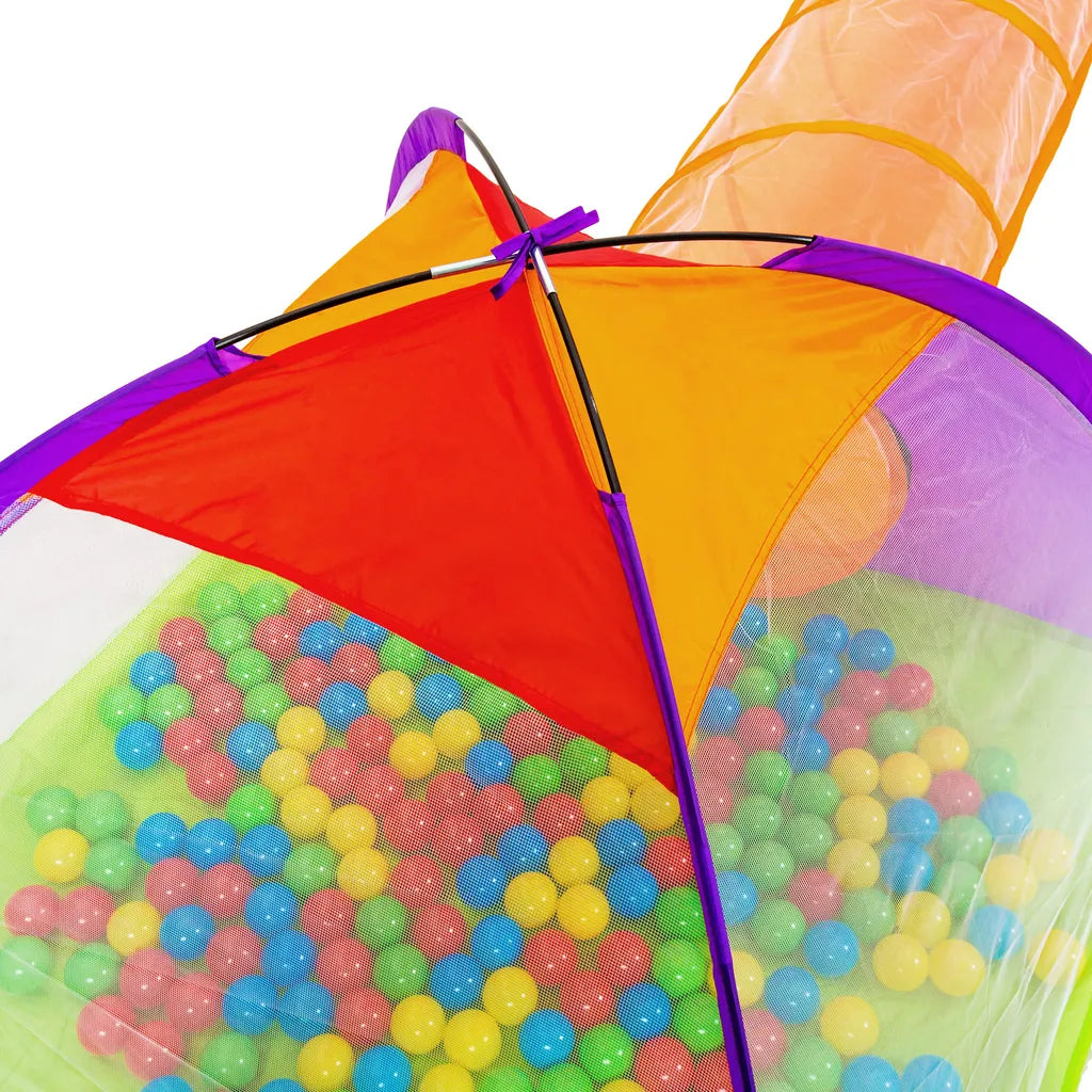  Tectake Spielzelt Mit Tunnel, 200 Bällen Und Tasche - Bunt