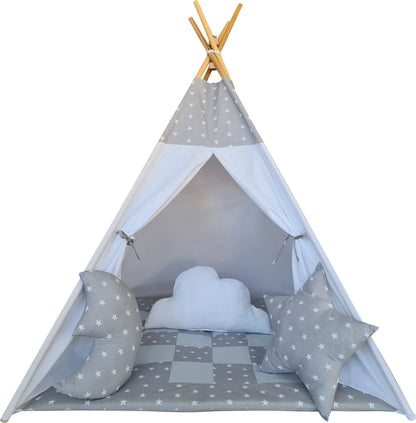  Izabell, Tipi, Kinder Spielzelt, Teepee, Zelt Mit Fenster, Zelt, Tipizelt, Spielset Für Kinder WOLKE