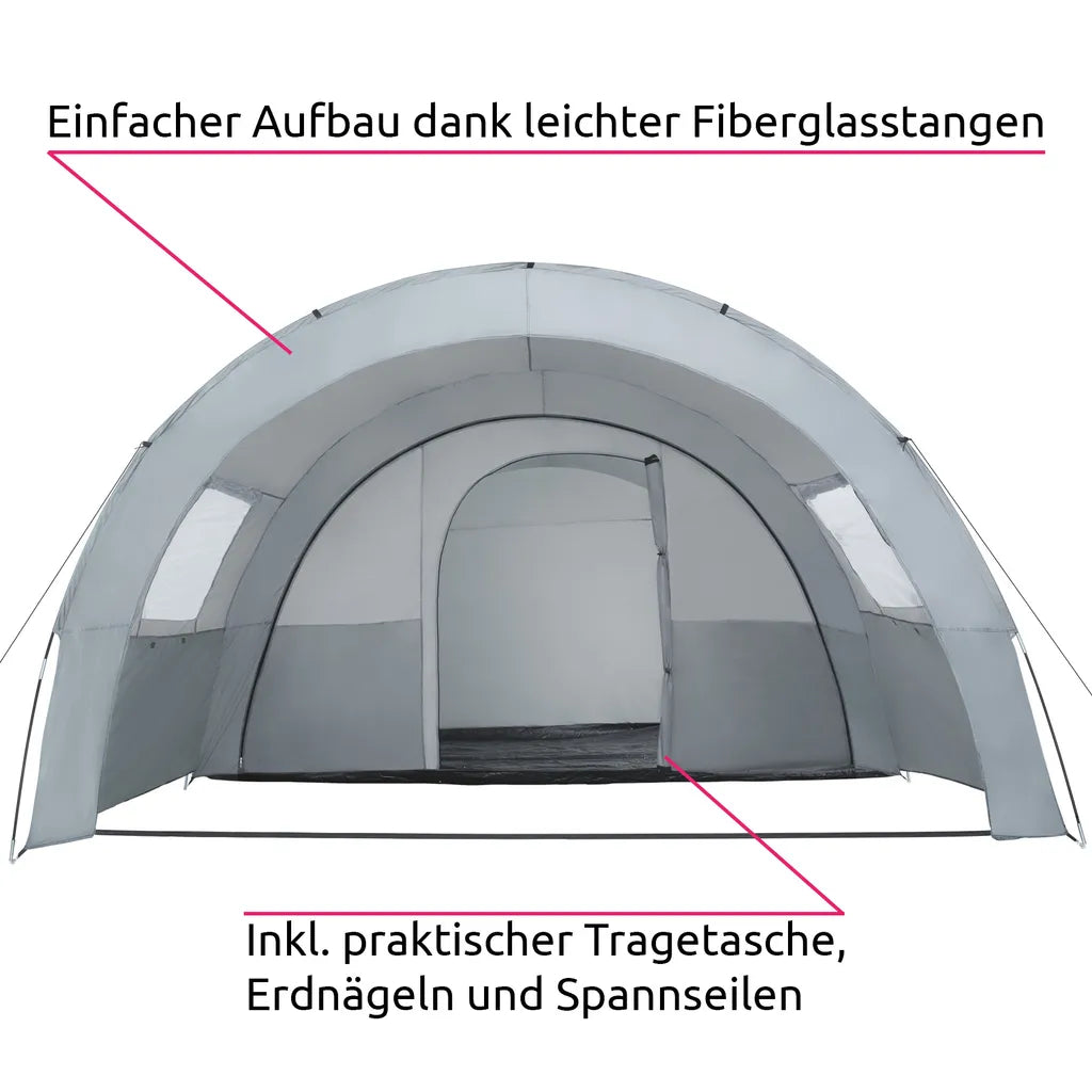  Tectake Tunnelzelt Woodstock Für 6 Personen Mit Vorzelt Und Tragetasche - Hellgrau/dunkelgrau