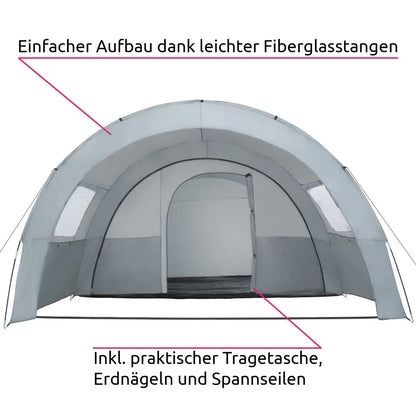  Tectake Tunnelzelt Woodstock Für 6 Personen Mit Vorzelt Und Tragetasche - Hellgrau/dunkelgrau