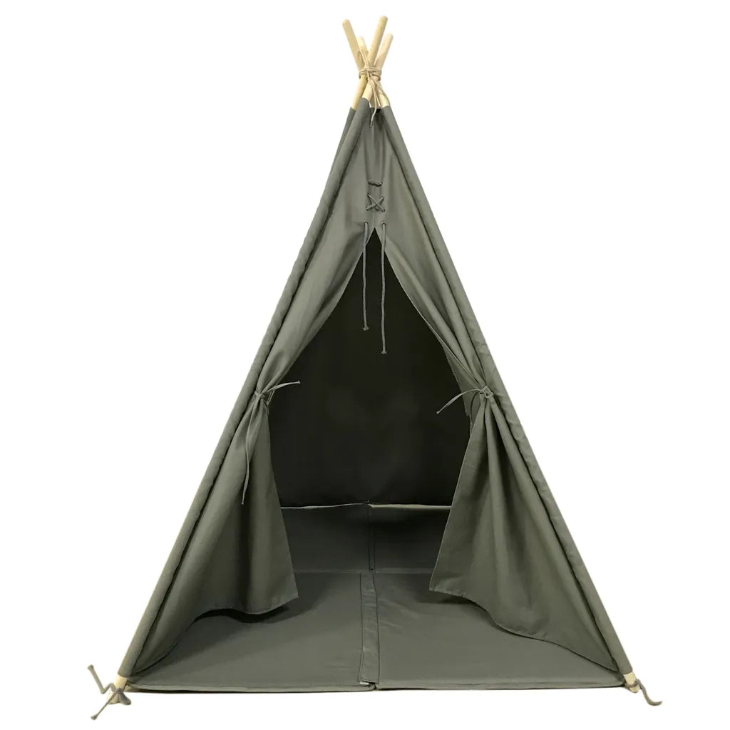  SUNNY Alba Tipizelt Für Kinder In Grau | Indienner / Tipi / Wigwam Zelt Mit Boden Für Kinderzimmer | Spielzelt Aus Baumwolle 120x120 Cm