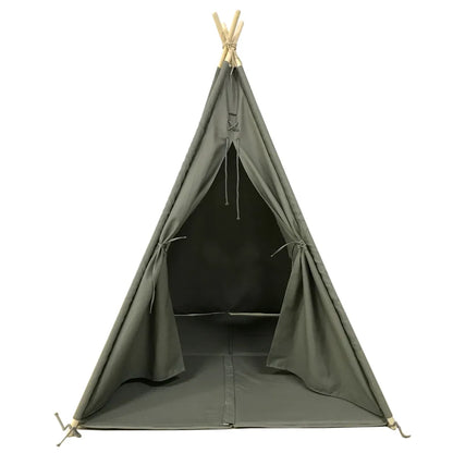  SUNNY Alba Tipizelt Für Kinder In Grau | Indienner / Tipi / Wigwam Zelt Mit Boden Für Kinderzimmer | Spielzelt Aus Baumwolle 120x120 Cm