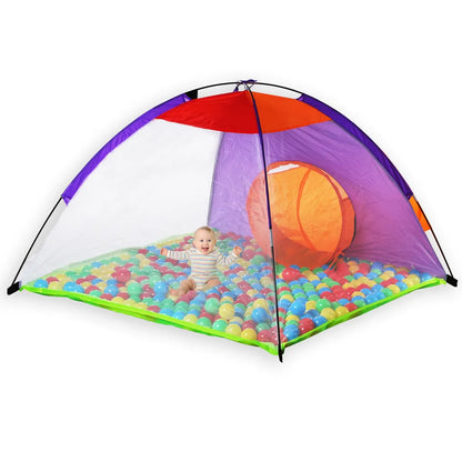  KIDIZ® Spielzelt Spielhaus Babyzelt ✓ 200 Bälle ✓ Bällebad ✓ Kinderzelt | Ideal Für Zuhause & Im Garten | Tasche | Tunnel, Größe:XXL