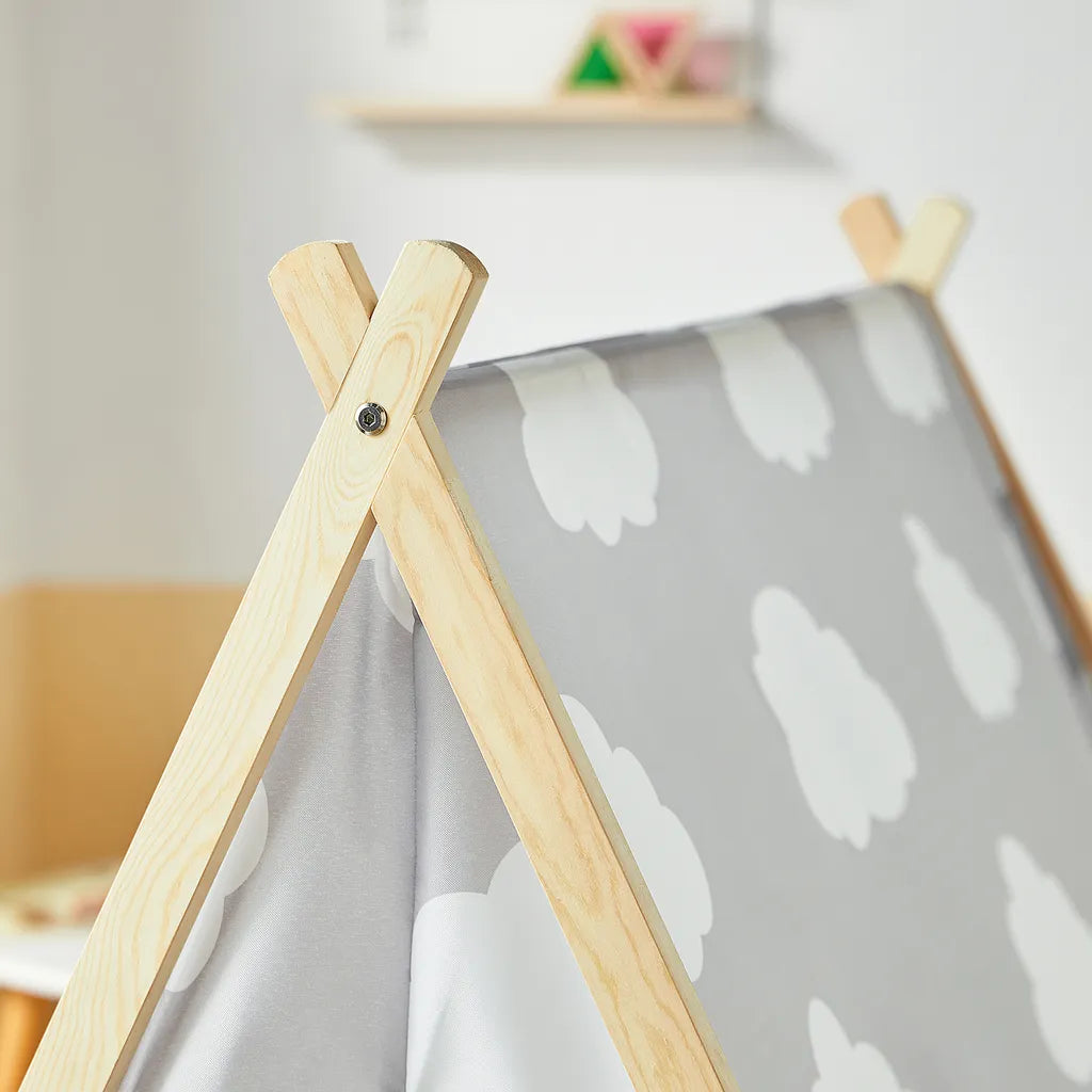  SoBuy OSS02-F01 Spielzelt Zelt Für Kinder Mit 2 Türen Und Einem Fenster Spielhaus (Hellgrau/Wolke) BHT Ca.: 105x109x100cm