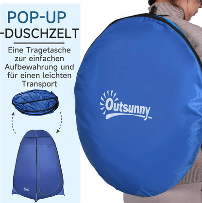  Outsunny Pop Up Toilettenzelt Mobiles Camping Duschzelt Umkleidezelt Mit Innentasche Duschkabine Umkleidekabine Wasserfest Polyester Dunkelblau 120 X 120 X 190 Cm