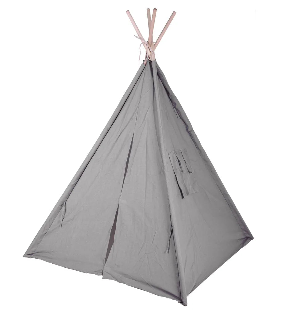  Kinder Spielzelt 160 Cm - Tipi Deko Zelt - Farbe: Grau (einfarbig)