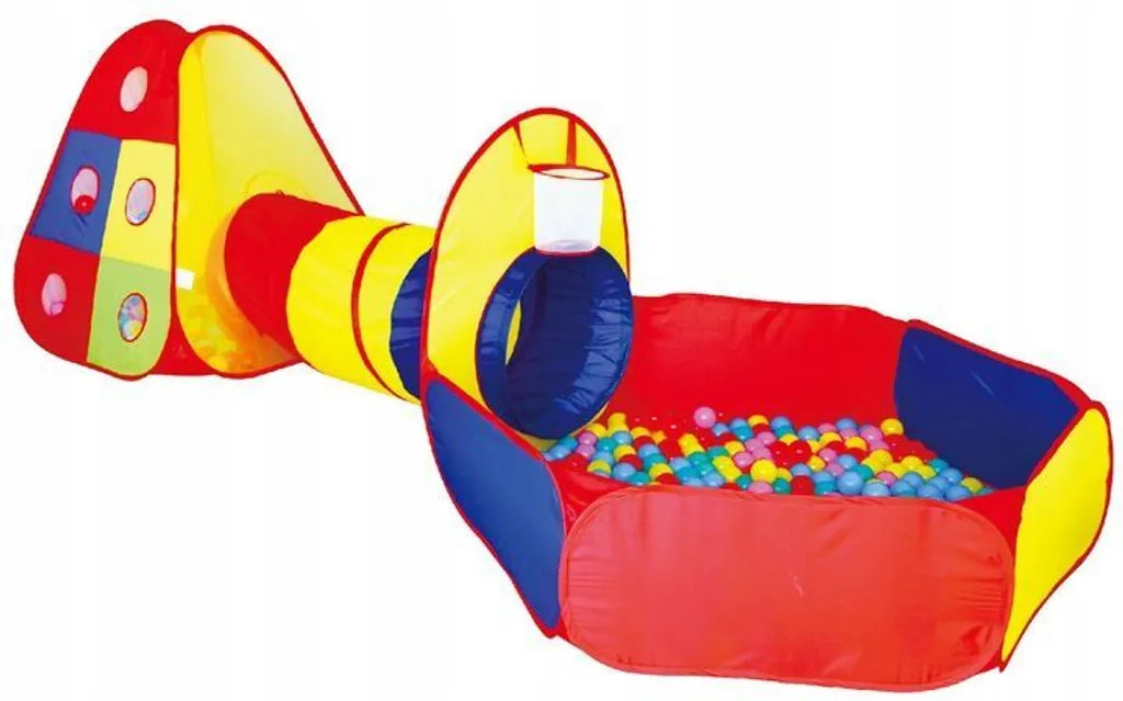  COIL Kinderspielzelt, Spielzelt - Trockenpool + 100 Bälle, Kinderzelt Mit Kriechtunnel, Bällebad, Teilhaus, Spielhaus, Mehrfarbig