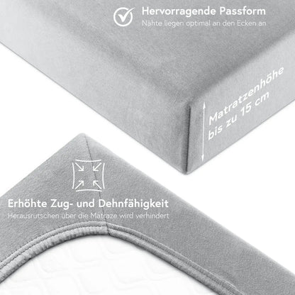  Beeke® Premium Spannbettlaken Wohnmobil [3 Teilig] - Hergestellt In Deutschland - Als Wohnwagen Zubehör / Caravan Heckbett Matratze - 97% Baumwolle Und 3% Elasthan - 200 G/m² - Silber