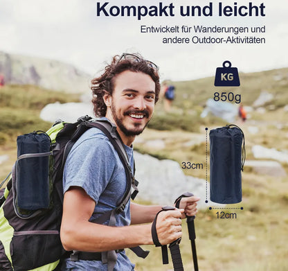  Jiubiaz Camping Isomatte, Kompakte, Selbstaufblasende Schlafmatte Mit Leichtem, Feuchtigkeitsbeständigem Kissen, 192 X 60 X 8.5 Cm, Navy Blau