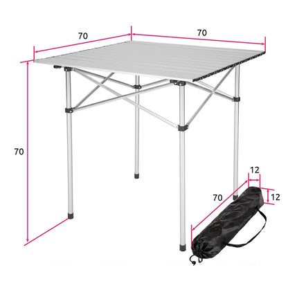  Tectake Camping Klapptisch Aus Aluminium Inkl. Tasche 70x70x70cm - Grau