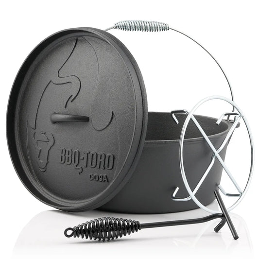  BBQ-Toro Dutch Oven DO9AX, 7,2 L Alpha Gusseisen Kochtopf, Gusstopf
