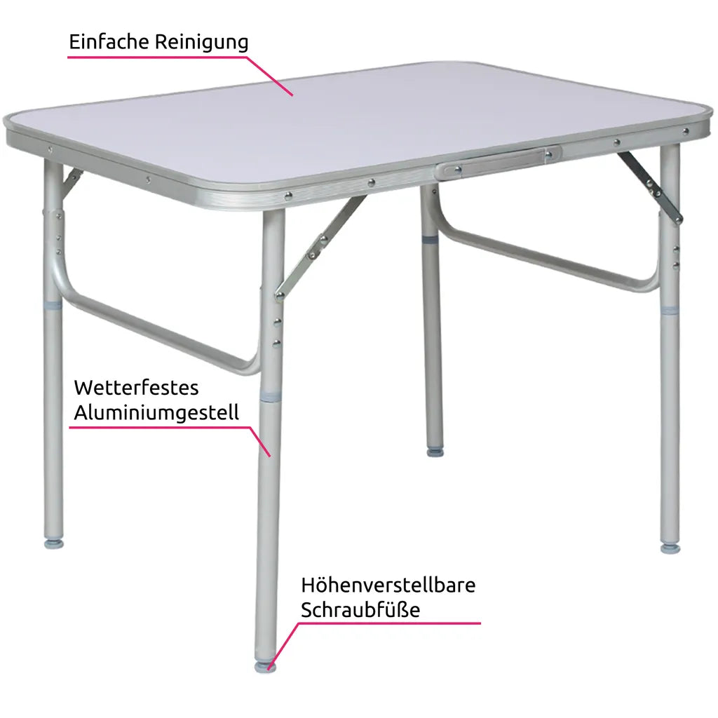  Tectake Camping Klapptisch Aus Aluminium 75x55x68cm - Grau