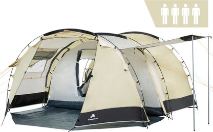  CampFeuer Zelt Super+ Für 4 Personen | Sand / Schwarz | 3000 Mm Wassersäule
