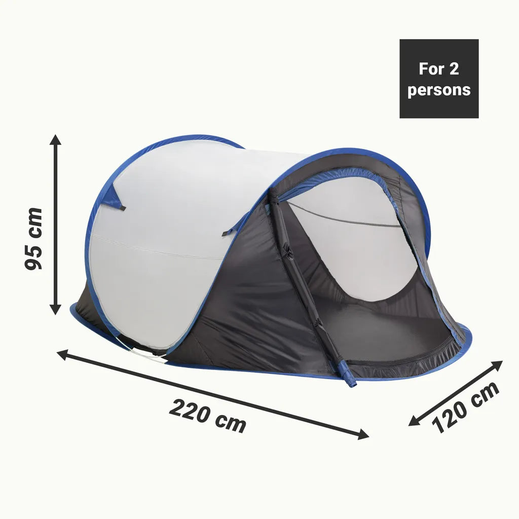  JEMIDI Pop Up Wurfzelt 2 Personen - Zelt 220x120x95cm - 2 Mann Campingzelt Trekkingzelt Strandzelt - Kleines Packmaß - Sehr Leicht - Versch. Farben