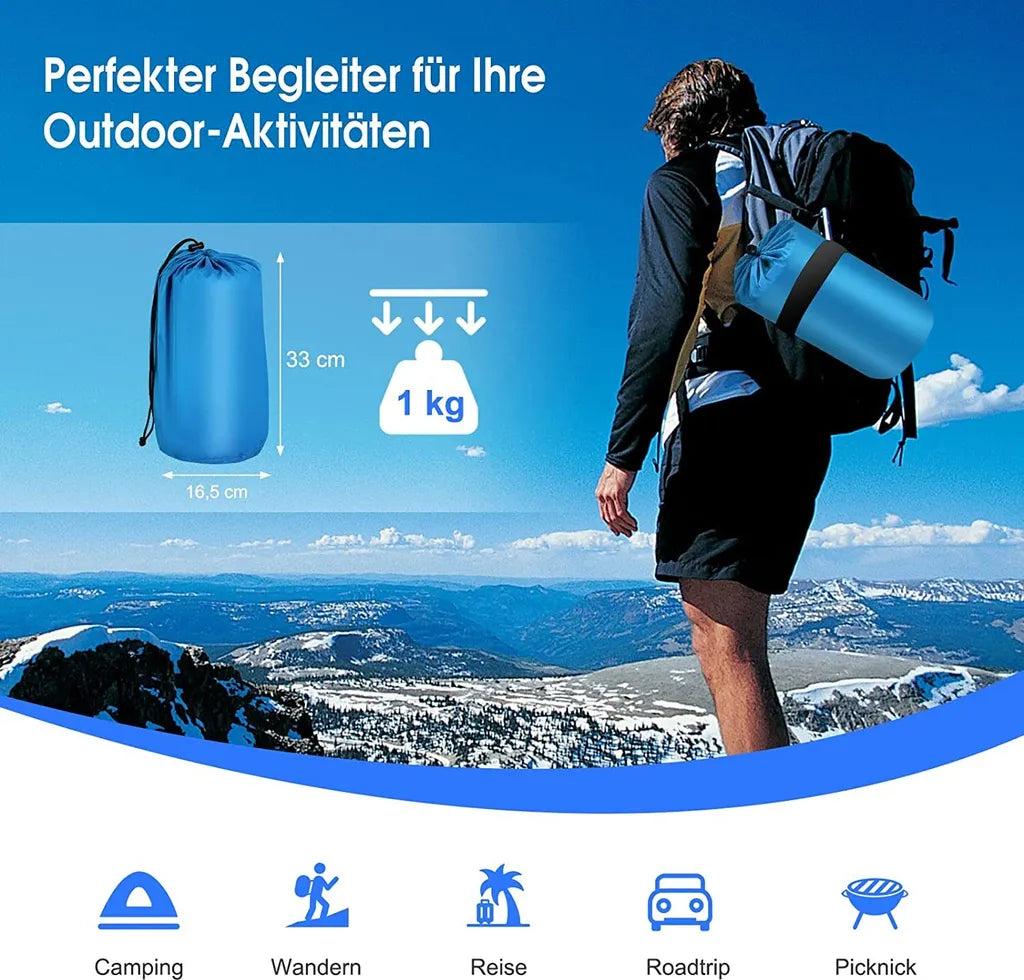  COSTWAY Camping Isomatte 200 X 65 Cm, Campingmatratze Selbstaufblasend, Schlafmatte Inklusive Tragetasche Ultraleicht, Feuchtigkeitsbeständig, Für Camping, Reisen Und Wandern