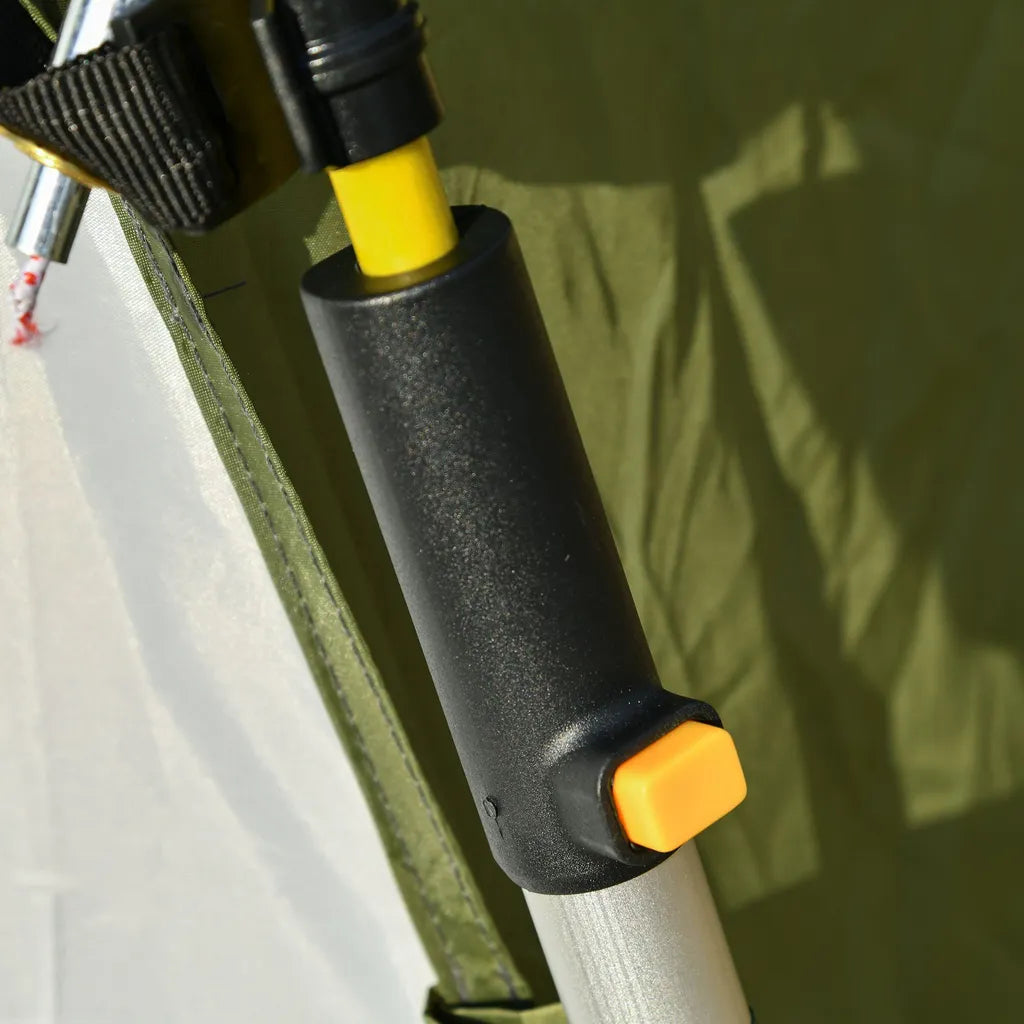 Outsunny Camping Zelt 4 Personen Zelt Familienzelt Mit Fenster 190T PU1000mm Einfache Einrichtung Für Familien Trekking Festival Aluminiumlegierung Glasfaser Grün+Grau 240 X 240 X 199 Cm