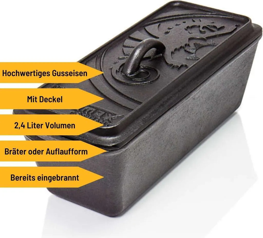  Petromax Kastenform Mit Deckel Aus Gusseisen, B: 34 X H: 13 X T: 13,5 Cm; K4