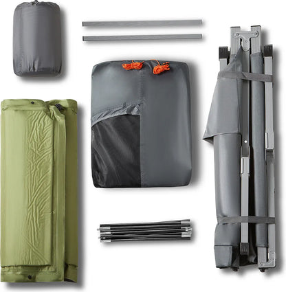  SoBuy OGS60-HG Feldbett Mit Zelt Feldbett 4in1-Zelt Mit Campingliege Schlafsack Wurfzelt Matratze Und Zubehör Zelt 1 Person 1 Mann Zelt