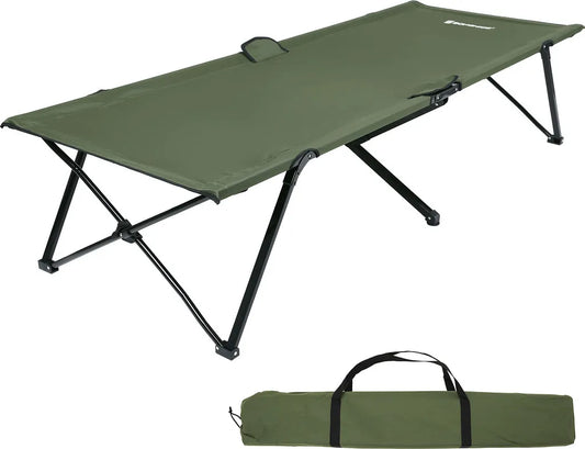  SONGMICS Campingbett Armeegrün Oxford-Gewebe XL 206 X 75 X 45 Cm Bis 260 Kg Belastbar Feldbett Stahl Gartenliege Sonnenliege GCB25J