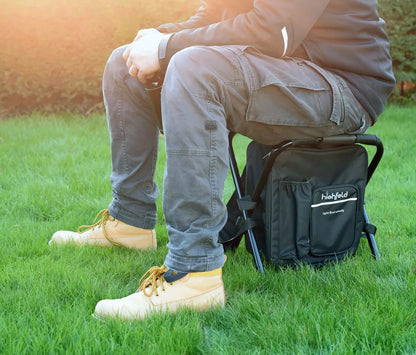 Highfeld® Sitzrucksack Ansitzrucksack Mit Hocker Black Campinghocker Angelhocker Falthocker